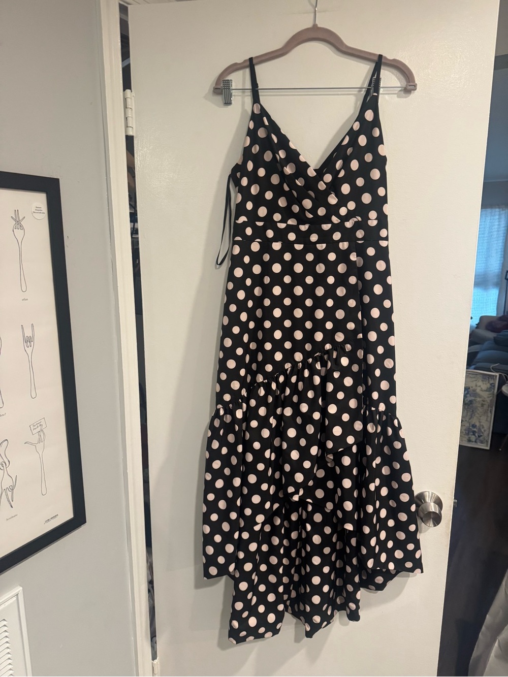 Eliza J Black Blush Polka Dot Midi Dress Women’s Size 6 Feminine Classic